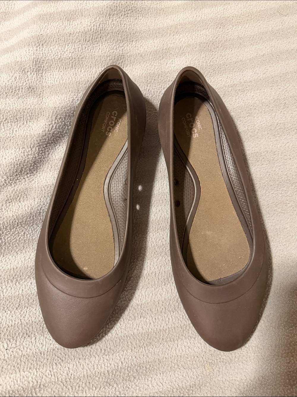 CROCS Women's Brown Ballet Flats - Classic Slip-On